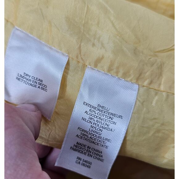 AK Anne Klein Yellow Spring Jacket Raincoat 3/4 Sleeve Jacket Coat, PS PETITE S - Picture 4 of 8